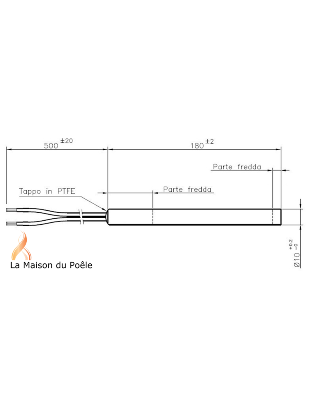 Résistance 180 mm (bougie d'allumage) - Bougie Poêle Pellet