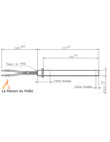 Schéma Résistance Poêles à granulés PALAZZETTI B lg 160 mm
