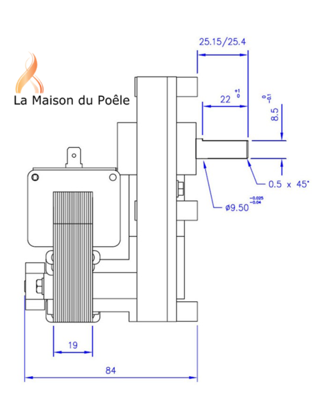 Schéma Motoréducteur 1.0 RPM 50HZ rotation contre ho (C) Schéma Motoréducteur 1.0 RPM 50HZ rotation contre ho (C)