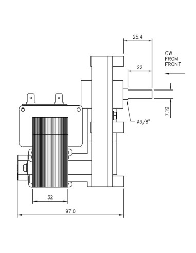 Motoréducteur Mellor 3 RPM FB1407 - axe 8.5 - Schéma 1