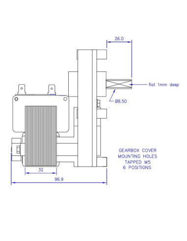 Motoréducteur Mellor 3 RPM FB1167 - Axe 8.5 - Schéma 1