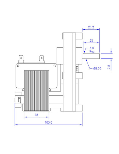 Motoréducteur Mellor 4.75 RPM FB1137 - Axe 8.5 - Schéma 2