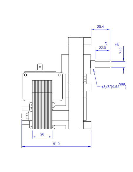 Motoréducteur Mellor 1.26 RPM FB1392 - Axe 9.5 mm - Schéma 1 Motoréducteur Mellor 1.26 RPM FB1392 - Axe 9.5 mm - Schéma 1