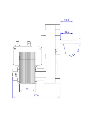 Motoréducteur Mellor 2 RPM Axe 9.5 mm FB1231 - Schéma 1 Motoréducteur Mellor 2 RPM Axe 9.5 mm FB1231 - Schéma 1