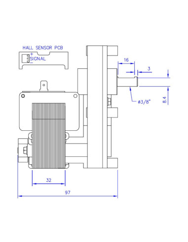 Motoréducteur Mellor 4 RPM Axe 9.5 mm FB1271 - Schéma 1 Motoréducteur Mellor 4 RPM Axe 9.5 mm FB1271 - Schéma 1
