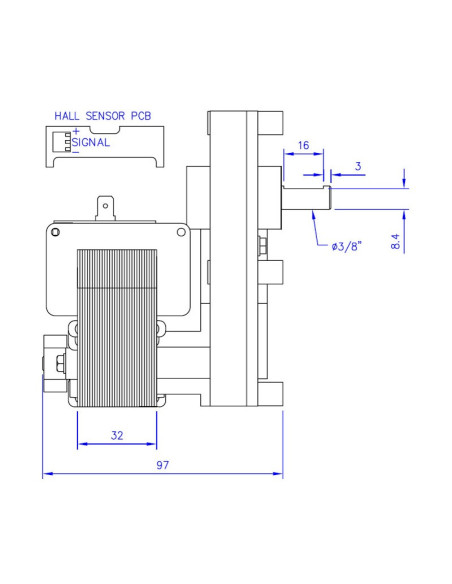 Motoréducteur Mellor 4 RPM Axe 9.5 mm FB1271 - Schéma 1 Motoréducteur Mellor 4 RPM Axe 9.5 mm FB1271 - Schéma 1
