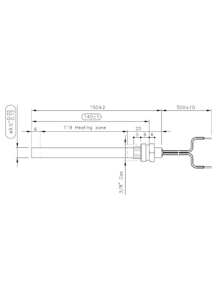 Bougie d'allumage pour poêle à granulés HT73303 - Schéma